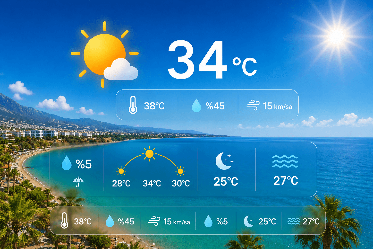 Wie ist das Wetter gerade in Antalya? (26. Juli 2026) ☀️ Regnet es, kann man baden?